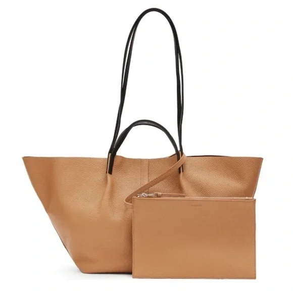 ALLSAINTS Leather Convertible Shoulder Tote Tan NWT